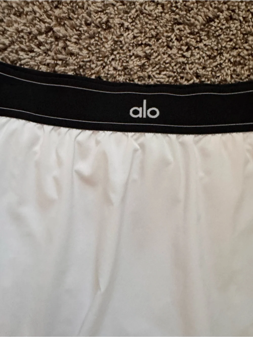 ALO Yoga White Athletic Skort with Black Waistband